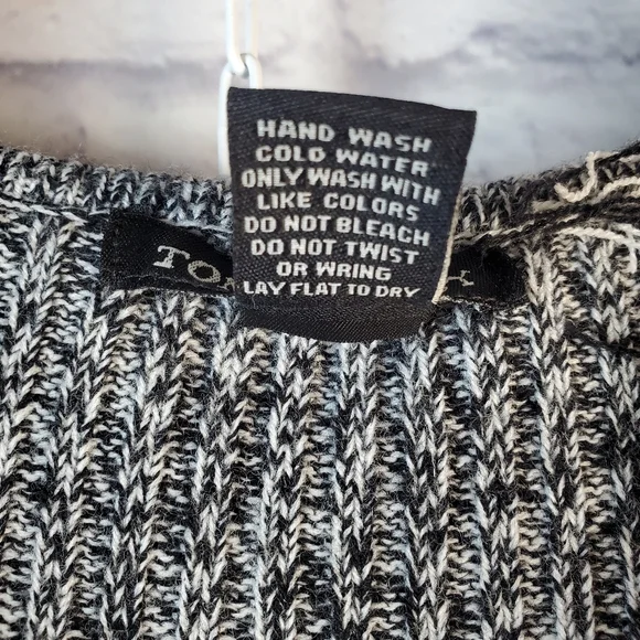 Tomfoolery Open Front Fringe Trim Long Sweater Cardigan, M, Black & White - Picture 5 of 10